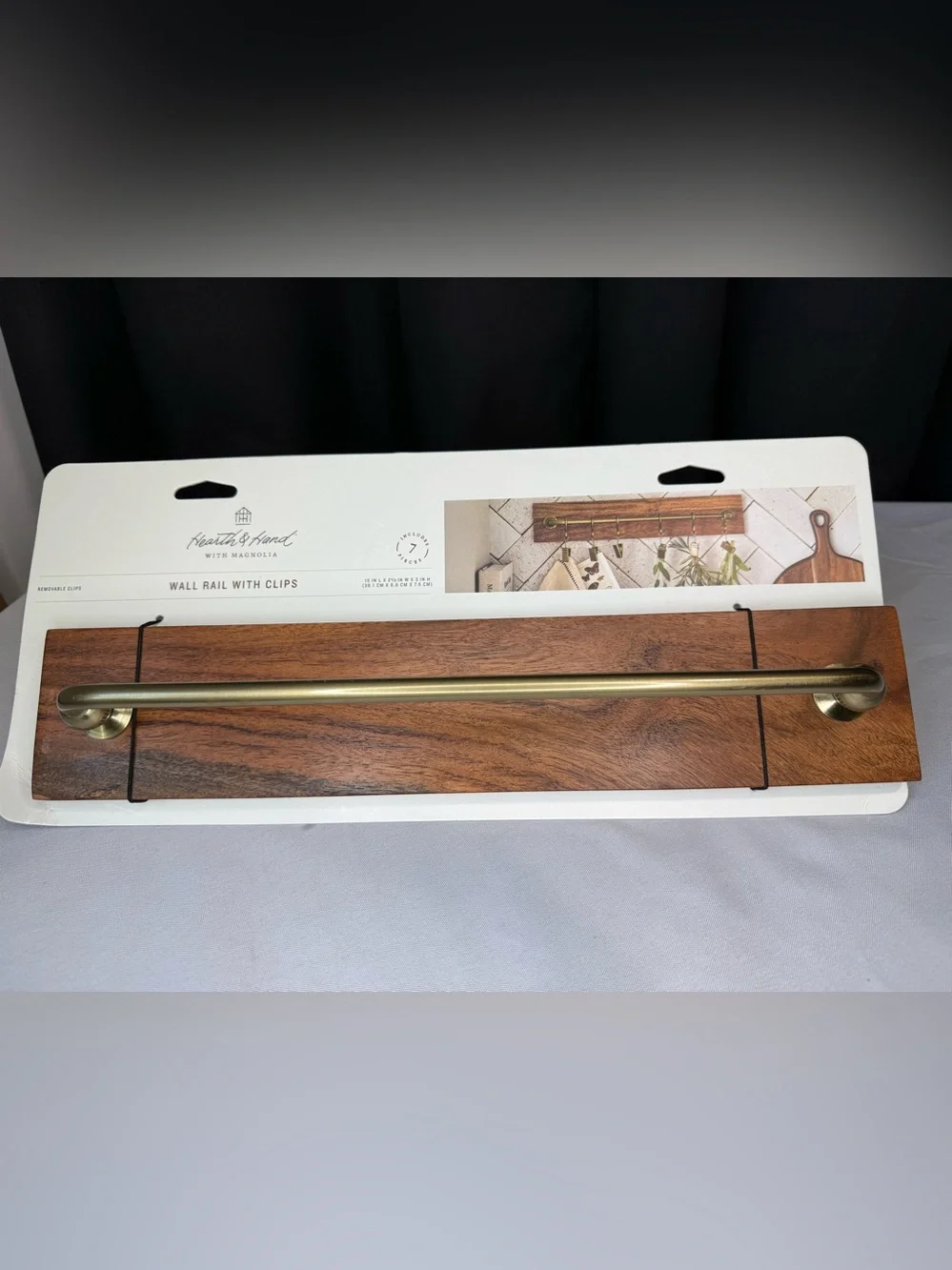 Hearth & Hand Brass & Wood Rail with Rail Clips 15” - NWT